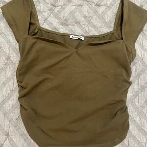 Reformation Green Fitted Ruched Tank Top